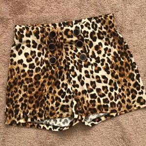 High waisted black cheetah shorts